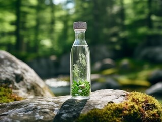 A reusable water bottle in natura background
