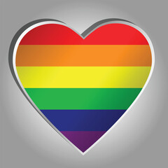 Fototapeta premium Colorful symbol of the pride of tolerant people. Vector image of a heart shaped rainbow flag.