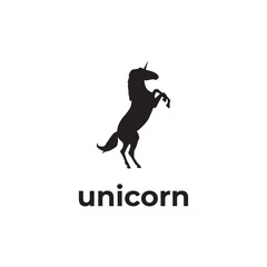 simple black unicorn stand silhouette vector design