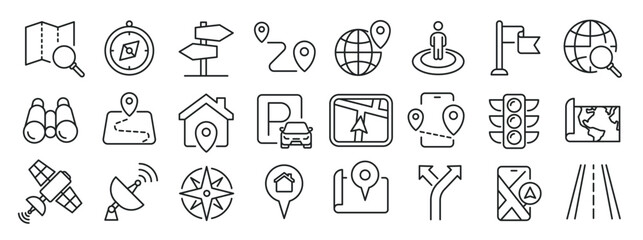 Navigation thin line icons. Editable stroke. For website marketing design, logo, app, template, ui, etc. Vector illustration.