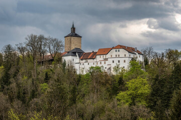 Fototapeta na wymiar View at Fürsteneck castle in lower bavaria, germany, at a cloudy spring day