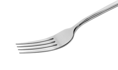One shiny metal fork isolated on white