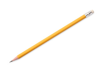 Graphite pencil with eraser isolated on white. School stationery