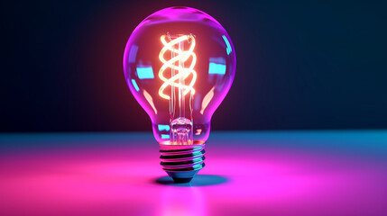 Unique neon light bulb with copy space Generative AI