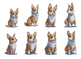 set of funny cartoon dogs. character sheet, illustration for children's book, multi positions.