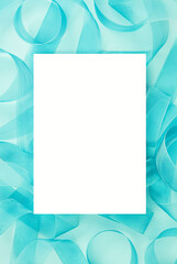 블루 리본과 카드 목업