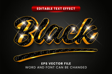 luxury black glittery 3d vector text effect
