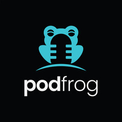 Modern logo combination of frog and mic image. Perfect for podcast logos.