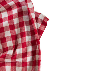 Red and white checkered cloth napkin with transparency, PNG format