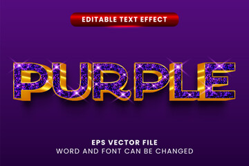 Naklejka na ściany i meble 3d luxury glittery purple vector text effect