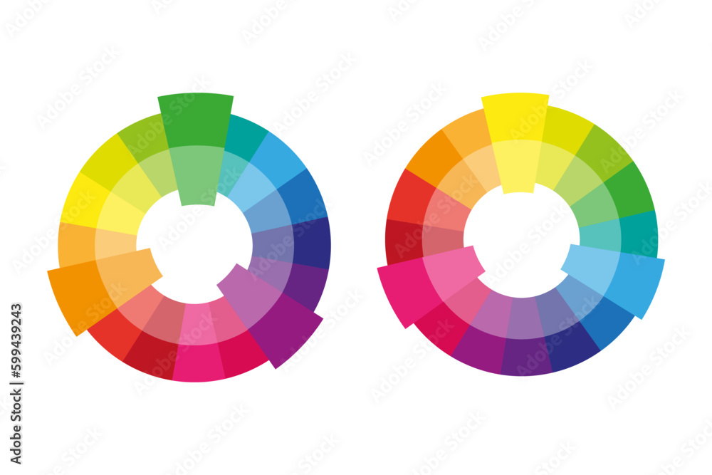 Aufkleber complementary color wheel flat vector icon for apps and websites. vector illustration.
