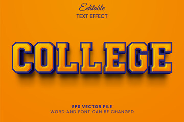 Retro orange college editable vector text effect
