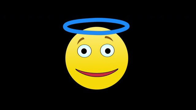 angel emoji Emoticon icon loop motion graphics video transparent background with alpha channel