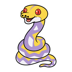 Cute lavender reticulated python cartoon