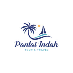 The logo illustrates the beauty of the beach. It is suitable for tourism logos.