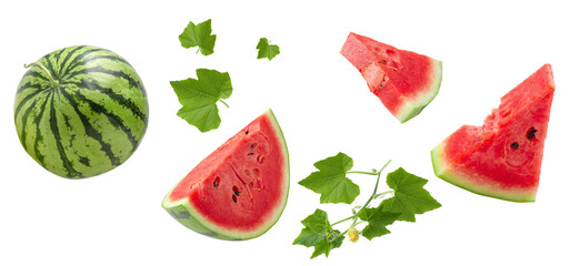 Slice of watermelon isolated on transparent background. PNG - obrazy, fototapety, plakaty