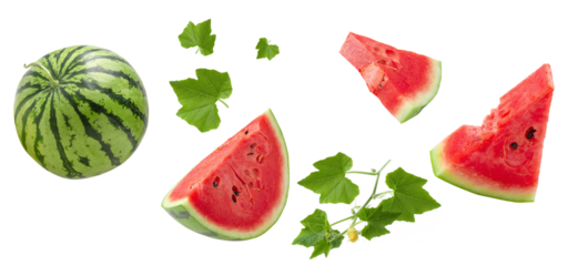 Slice of watermelon isolated on transparent background. PNG