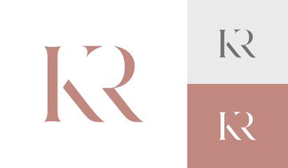 Letter KR initial monogram logo design