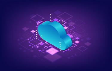 Cloud 3d pattern technology network circuit board geometric futuristic electronic abstract background