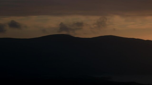 Orange Sky Sunrise over Warrenpoint from Flagstaff Viewpoint On Fathom Hill Near Newry