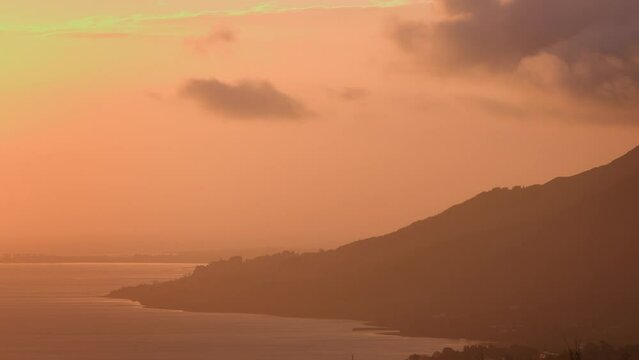 Orange Sky Sunrise over Warrenpoint from Flagstaff Viewpoint On Fathom Hill Near Newry