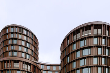 Axel Towers building in Copenhagen with curvature facade. 