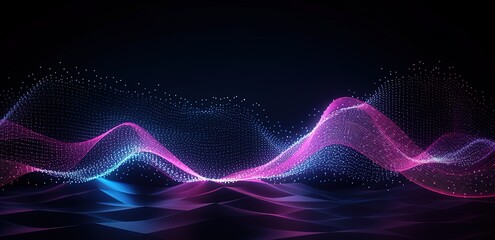 Fototapeta na wymiar Abstract background with dynamic particles. Futuristic wave. Vector illustration.