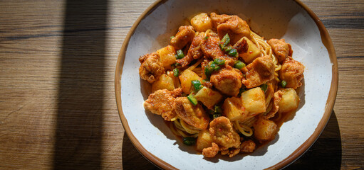 Spicy Asian Noodles, with Chicken and Pineapple
