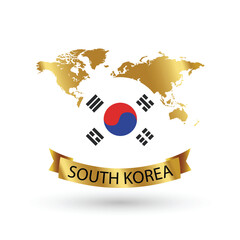 South Korea Flag .official national flags of the world series. circular design . Vector