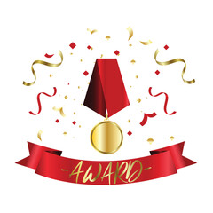 Golden cups award for winners and others sport trophy. Golden reward and gold trophy for championship golden badge or golden medal. Vector illustration