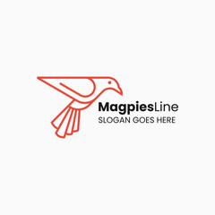 Vector Logo Illustration Magpie Bird Line Art Style