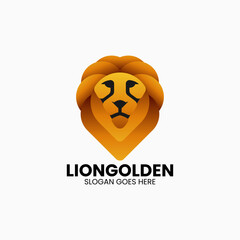 Vector Logo Illustration Lion Golden Gradient Colorful Style