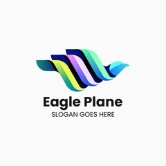 Vector Logo Illustration Eagle Plane Gradient Colorful Style