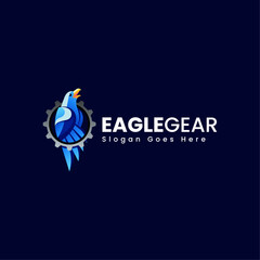 Vector Logo Illustration Eagle Gear Gradient Colorful Style