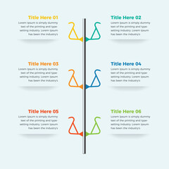 Six steps presentation business infographic template. Business concept infographic template with diagram. Modern infographic design template 