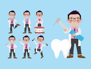 Dentist character and dental care concept
