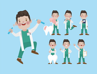 Dentist character and dental care concept