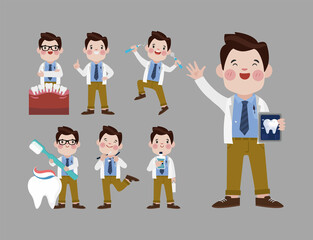 Dentist character and dental care concept