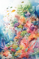 Obraz na płótnie Canvas watercolor colorful composition coral, ai