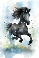 Plakat Horse watercolor. ai