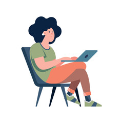 Adults working on laptops in modern office