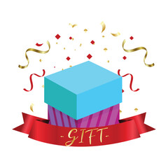 Celebration gift with ribbons, used for, celebration moment. Vector illustration.