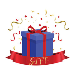 Celebration gift with ribbons, used for, celebration moment. Vector illustration.