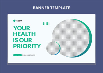 Medical web banner design template. For social media post design. 