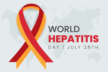 World Hepatitis day July 28th with ribbon symbol on isolated background