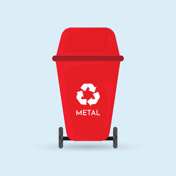 Waste Garbage containers and types of trash, colorful vector icons