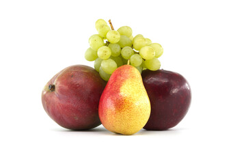 Assortment of fresh healthy fruits isolated on white