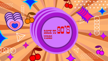 Vector colorful colourful hand drawn nostalgic 90's background