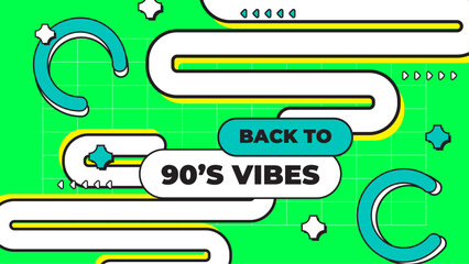 Vector 90s retro party cartoon background illustration in trendy flat style design colorful colourful