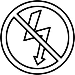 Power Outage Icon. Electricity System Circle Ban Symbol. Line Icon Vector Stock
